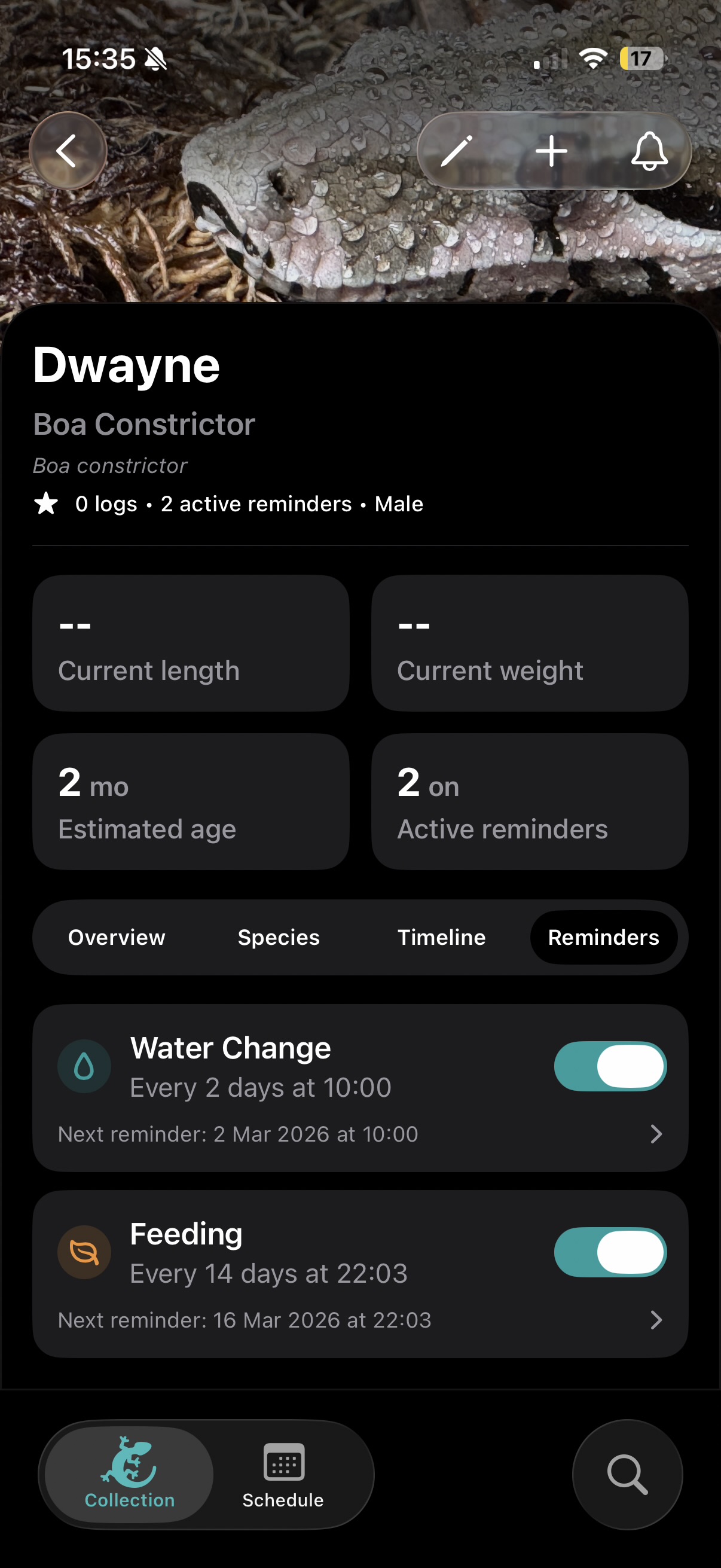 Log Activities (dark mode)