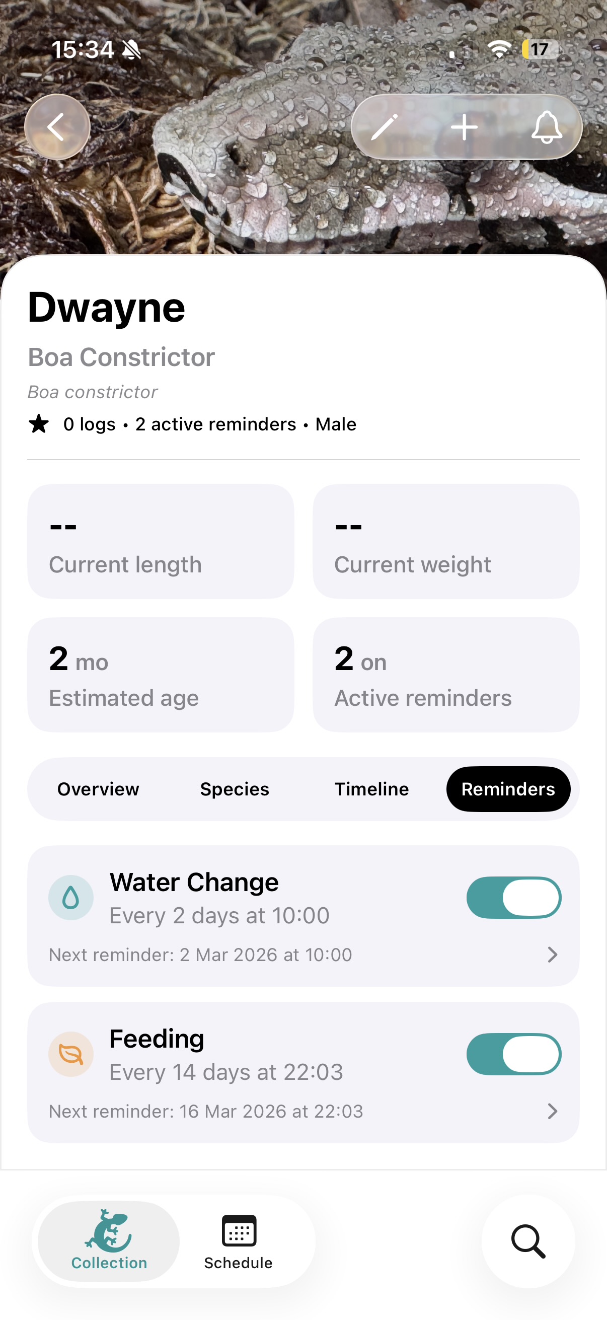 Care reminders (light mode)