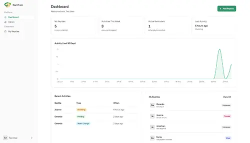 ReptiTrack web dashboard